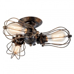 3-Light Vintage Industrial Semi-Flush Mount Ceiling Light Painted Finish Bronze