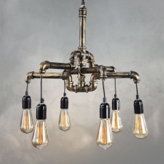 4/6-Lights Industrial Vintage Pendant Water Pipe Lamp Steampunk Ceiling Chandelier