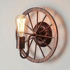 Retro Loft Wall Lamp Rustic Iron Wheel Shape Barn Wall Sconce