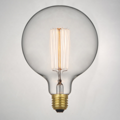 Retro Edison Filament Light Bulb. Large Round Bulb G125 40W (3 or 6 pack)