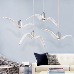 Modern Simple Bird Ceiling Lamp LED Pendant Light White Chrome