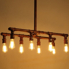 8-Light Industrial Pipe Pendant Lighting Vintage Ceiling Light Fixture