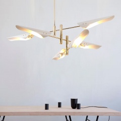 Modern 4/6 Lights Chandeliers Pendant Light Industrial Metal Ceiling Fixtures Gold+Black/White