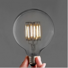 Edison Style LED Filament Large Round Bulbs. G95 6W (3 or 6 pack). Retro Look With LED Technology.