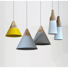 Minimalist Slope Shade Wood Pendant Ceiling Light