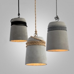 Concrete Cord Wrapped Monolith Minimalist Pendant Light