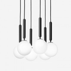 Minimalist 6 Opal White Glass Chandelier