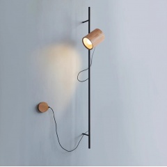 Umea Wooden Spotlight With Railing Wall Light