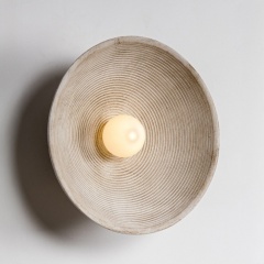 Longleaf Wooden Plate Wall Light In White