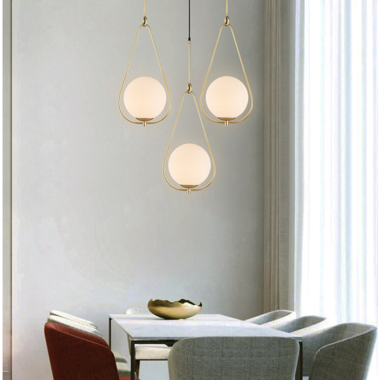 Pendant Light Milk Glass Ball Copper Shade Modern style