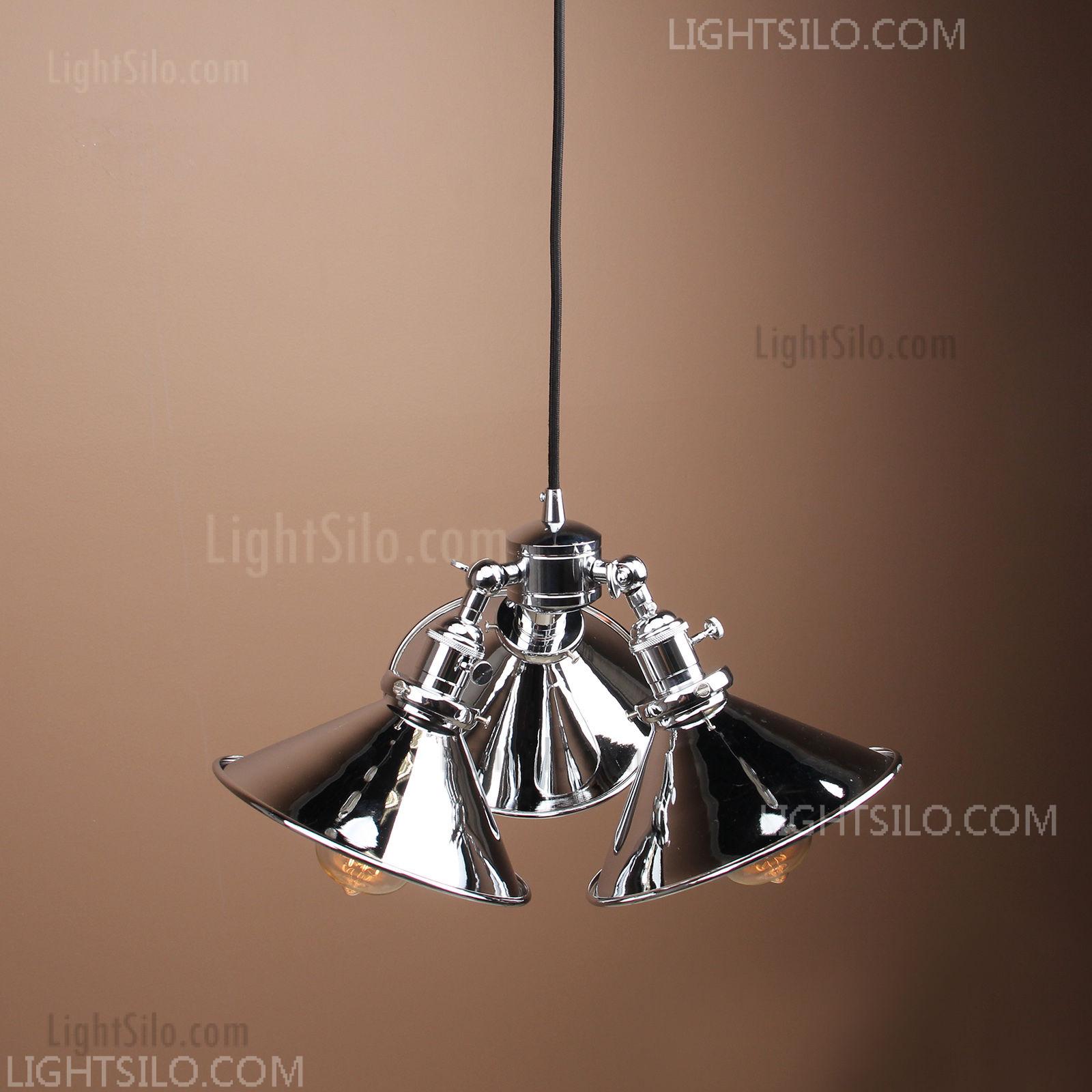 Three Headed Vintage Industrial Copper Hanging Pendant Shade Ceiling Lamp