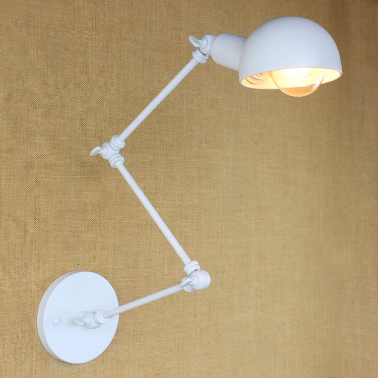 Modern White Retro Adjust Head Swing Arm Workroom Bedside Wall Lamp Sconce