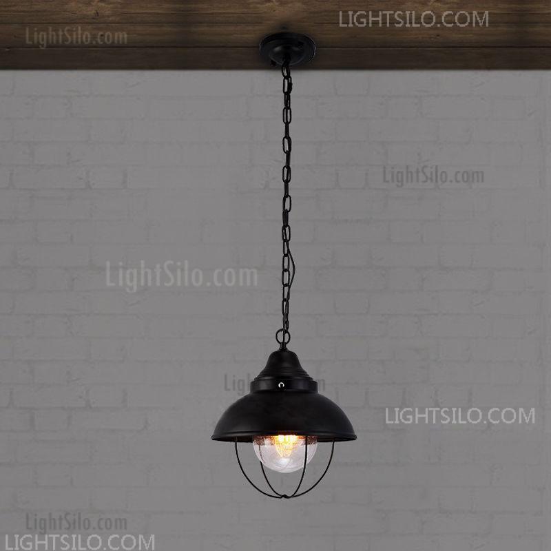 Modern Industrial Metal Cage Outdoor Ceiling Lighting Fixture Pendant Semi Flush Mount