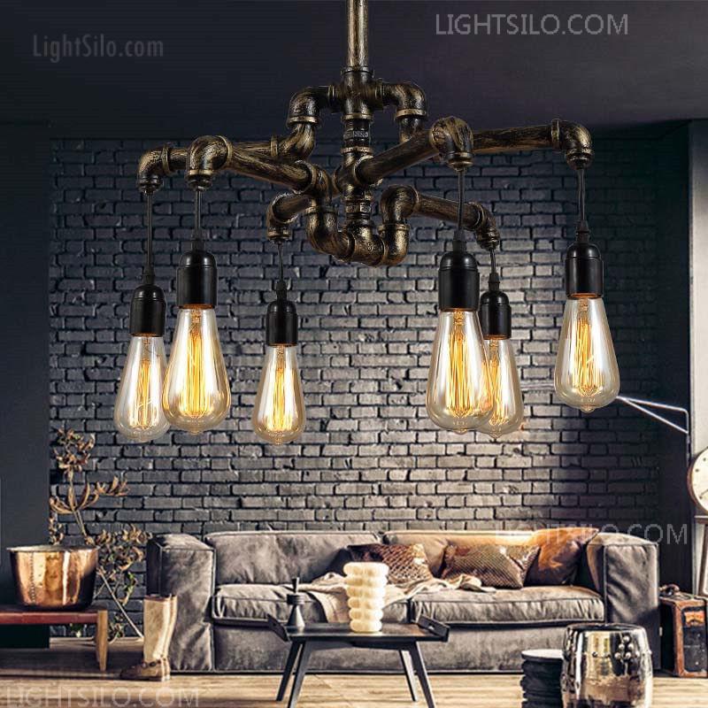 Industrial Chandeliers Steampunk Water PIPE Edison Bulb ceiling Bar light F1105# 