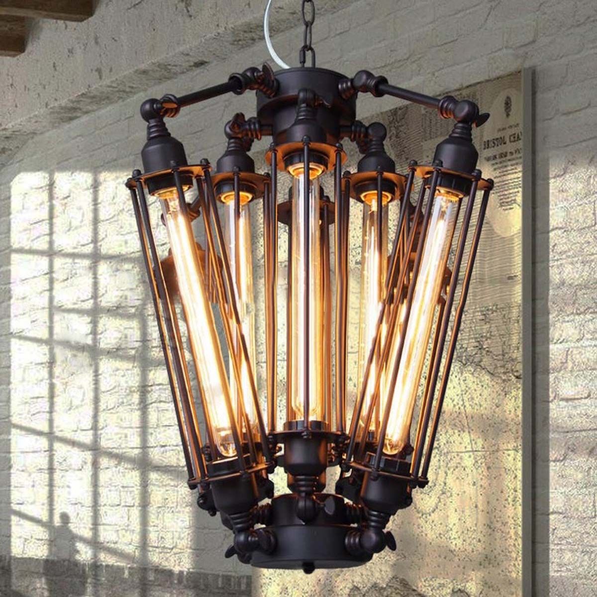 Vintage Industrial Metal Steampunk Edison Bulb Pendant Hanging Lamp / Flush Mount