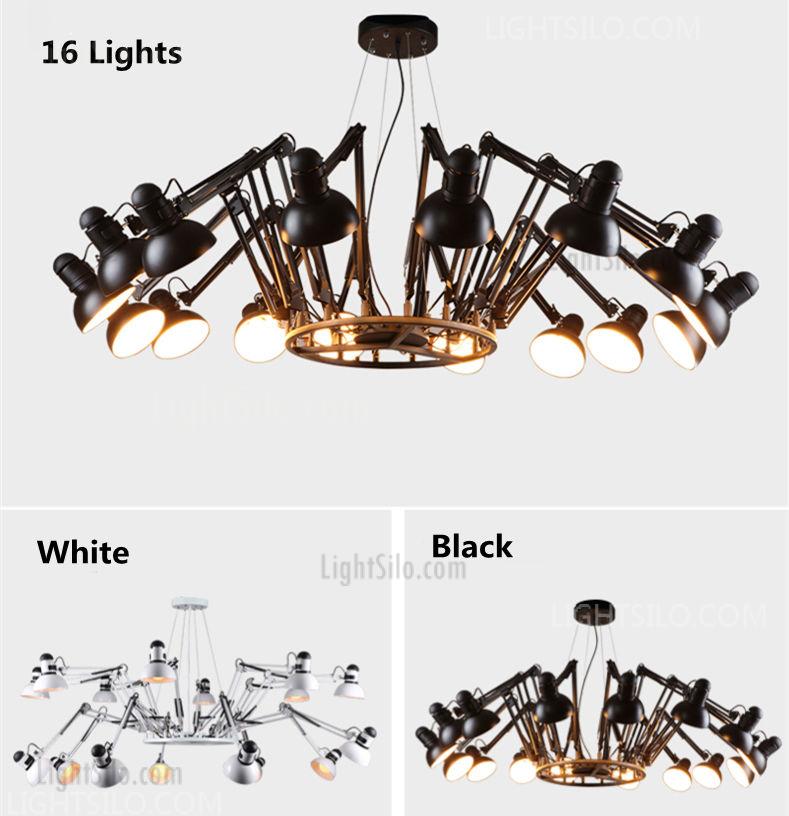 Modern Big Spider Led Chandelier Ceiling Light Retractable Pendant Lamp Black White - Retractable Pendant Light Ceiling