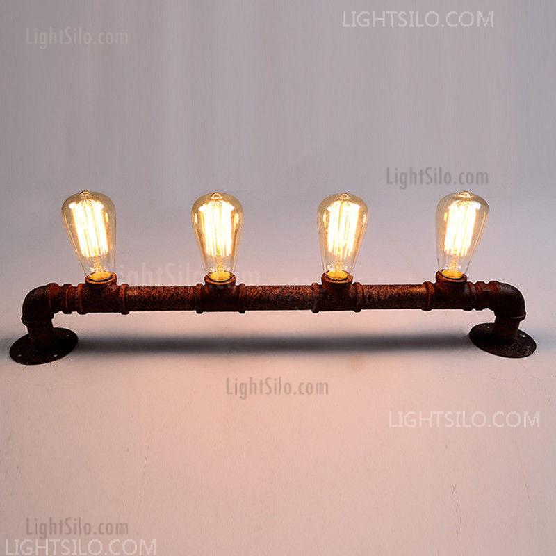E26/E27 Industrial Iron Water Pipe Steampunk Wall Lamp Sconce Light Fixture 