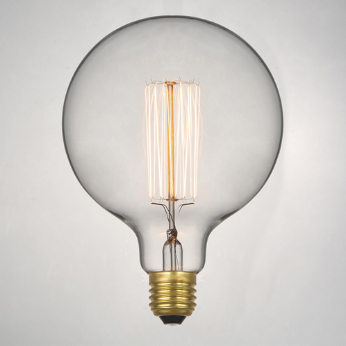 Retro Edison Filament Light Bulb. Large Round Bulb G125 40W (3 or 6 pack)