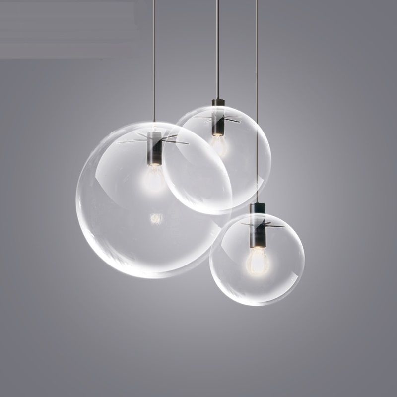 4 Sizes Pendant Lamp Transparent Glass Ball Lampshade