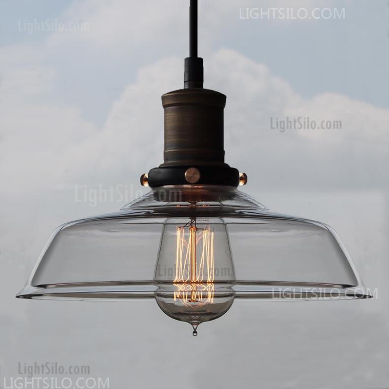 Vintage Industrial Pendant Glass Shade Jar Light Lamp 