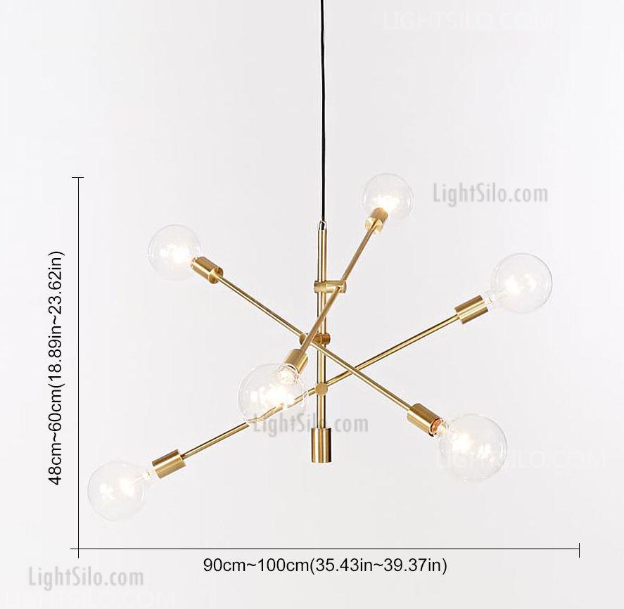 Modern Metal Chandelier Pendant Lighting Industrial 6 Lights Hanging Fixture Gold Black
