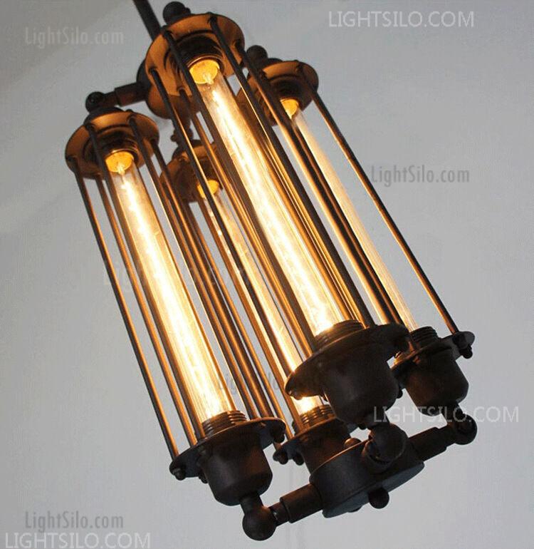 atlet rekruttere Ofte talt 4-Lights Black/Copper Edison Vintage Rustic Iron Cage Hanging Ceiling Lamp  Pendant Light