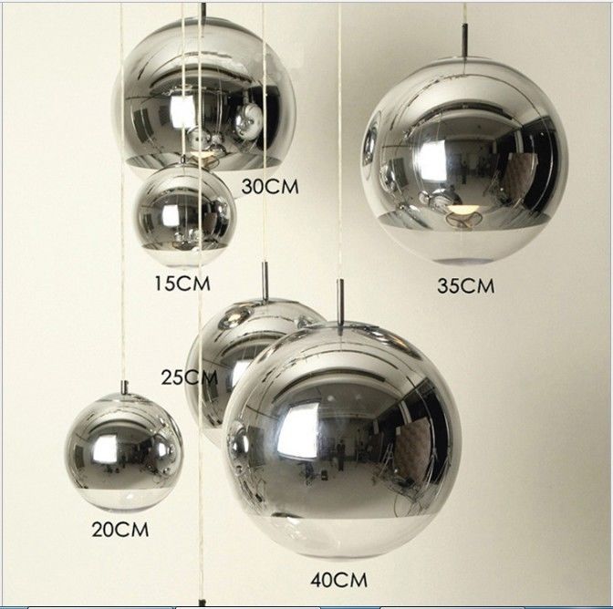 Led Chrome Half Mirror Glass Ball Lamp Shade Tom Dixon Ceiling Pendant Lights