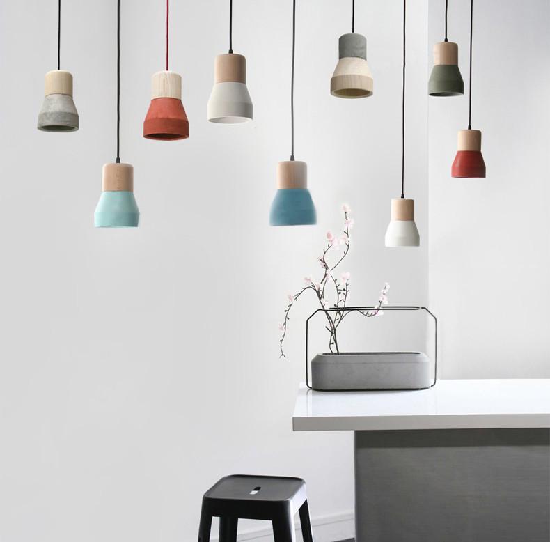 Concrete Wooden Minimalist Pendant Light