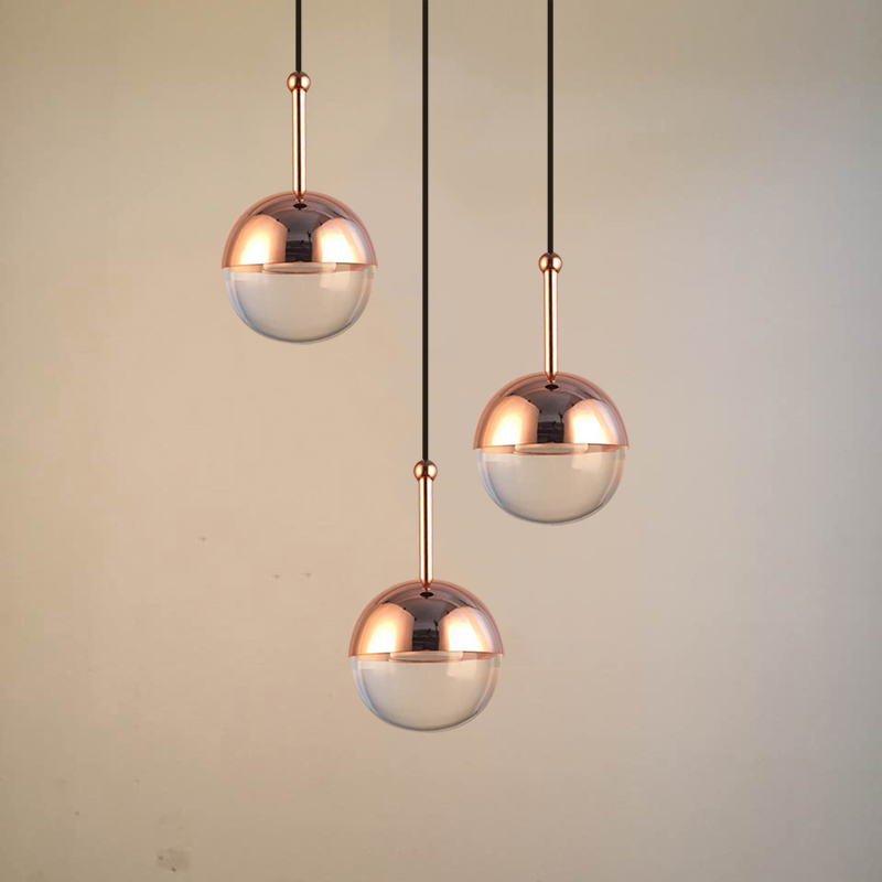 Globe Pendant Light Glass & Metal Shade