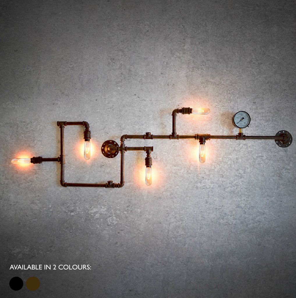 Steampunk Iron Pipe Wall Light