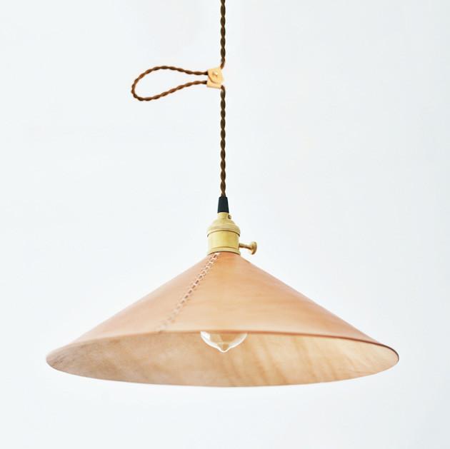 Leather Cone Pendant Light