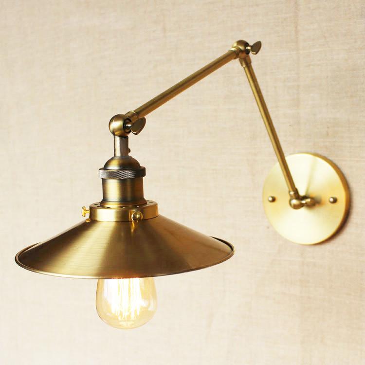 Brass Cone Shade Wall Light With Long Arm