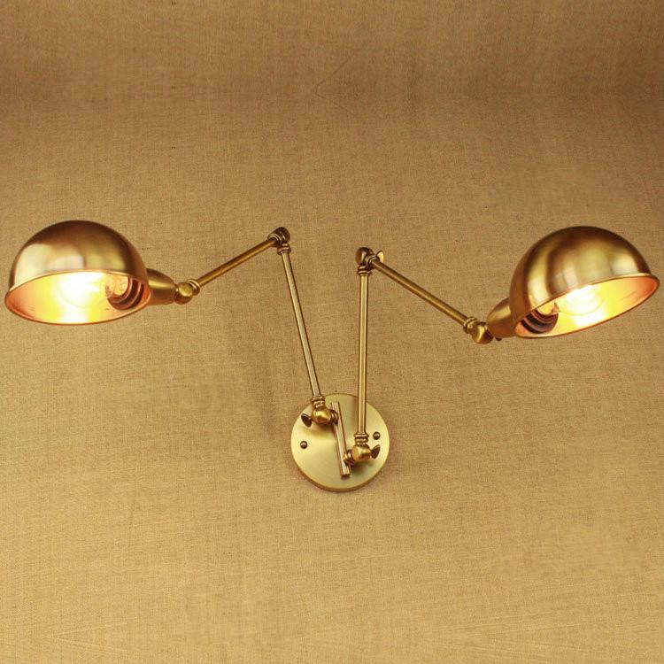 Brass Double Head Shade Industrial Wall Light