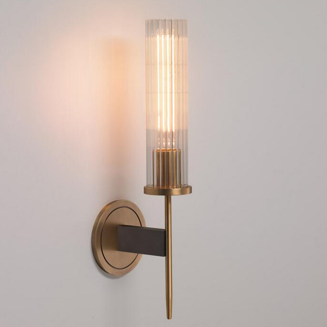 Solid Brass Glass Shade Wall Sconce