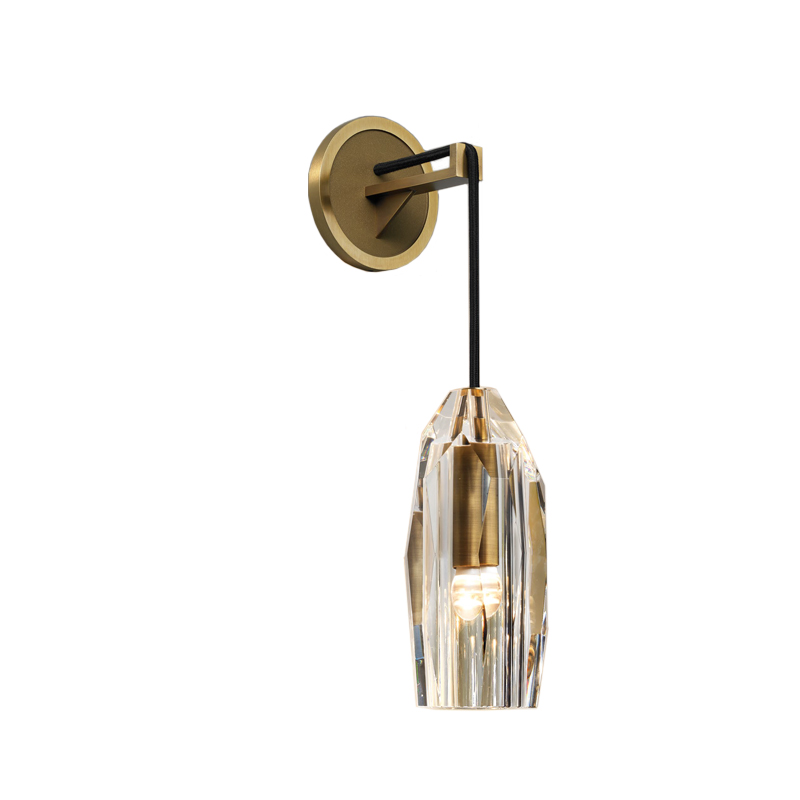  Solid Brass Lead Crystal Shade Wall Light