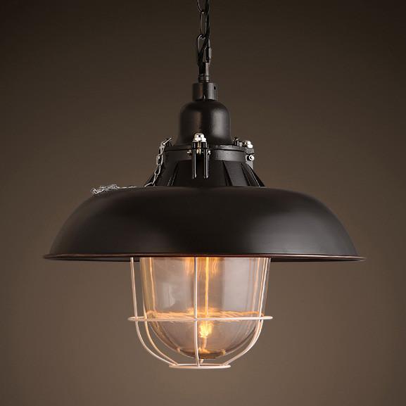 Glass Shade Industrial Pendant Light (short)