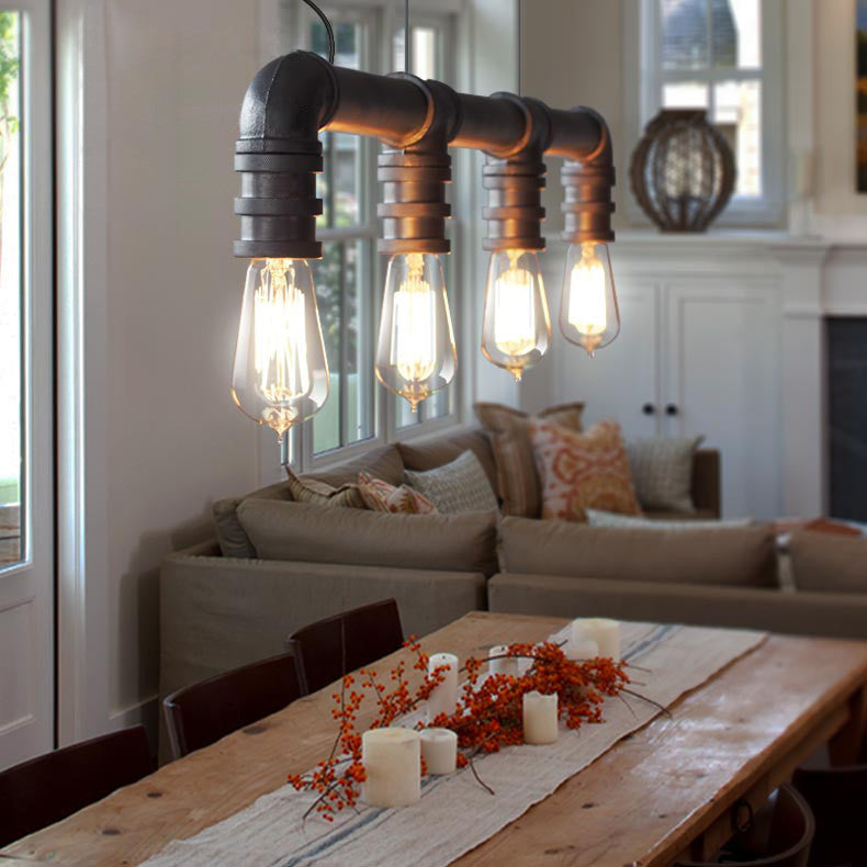 4 Head Water Pipe Industrial Pendant Lamp