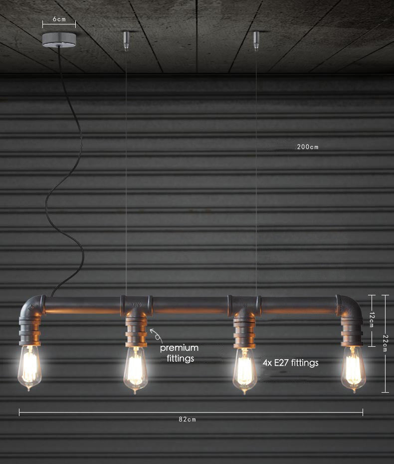 4 Head Water Pipe Industrial Pendant Lamp