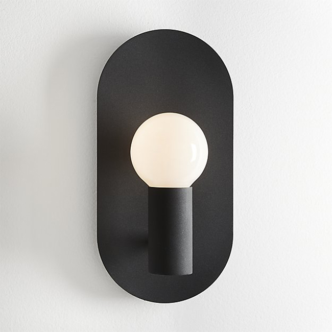 Plate Matte Black Wall Sconce
