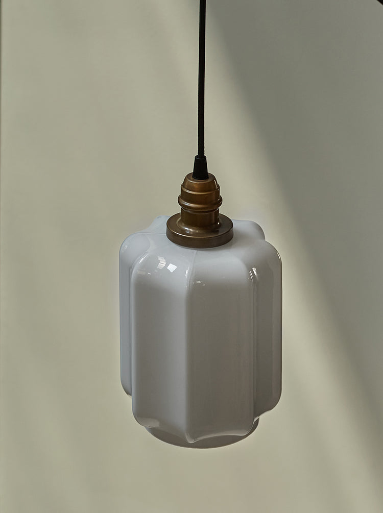Clarice Art Deco Milk Glass Pendant Light