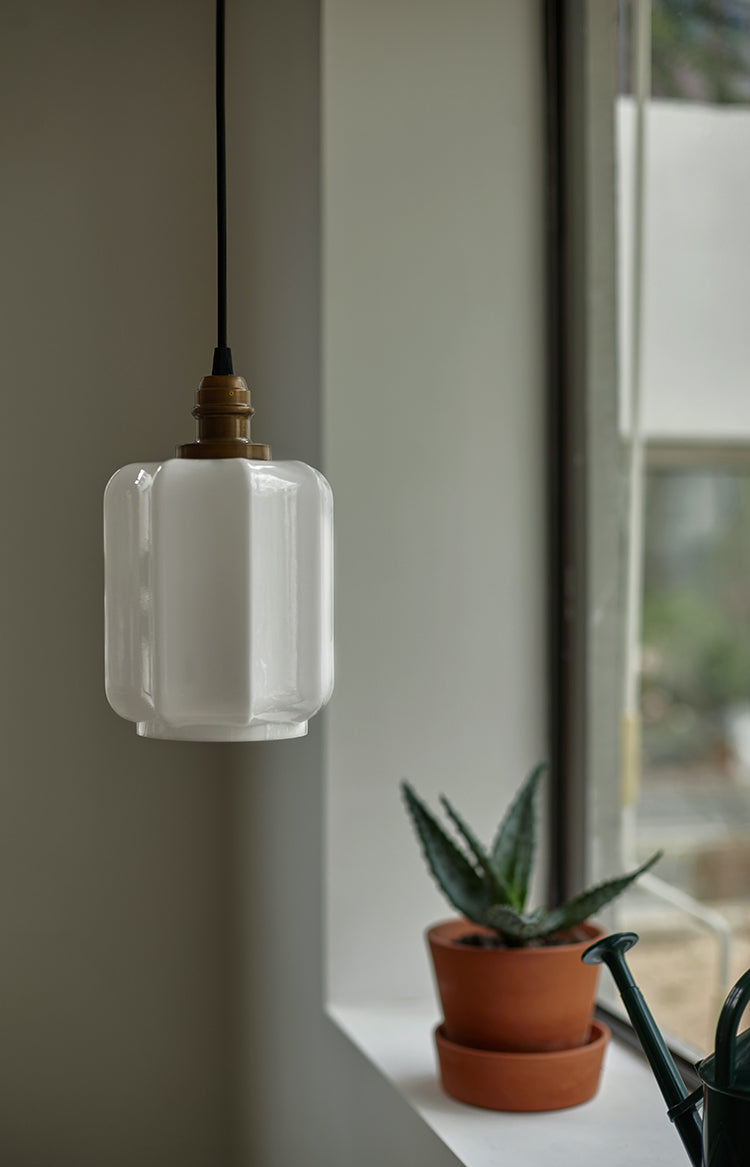 Clarice Art Deco Milk Glass Pendant Light
