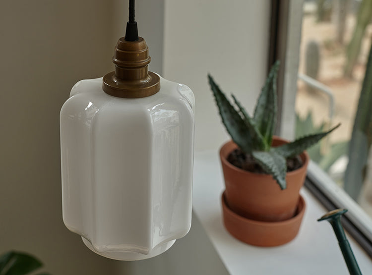 Clarice Art Deco Milk Glass Pendant Light