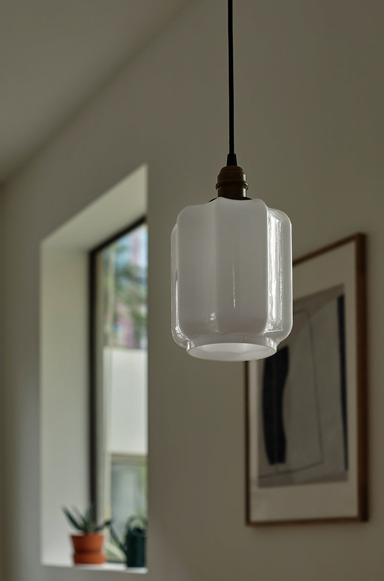 Clarice Art Deco Milk Glass Pendant Light