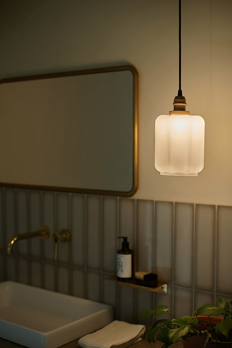 Clarice Art Deco Milk Glass Pendant Light