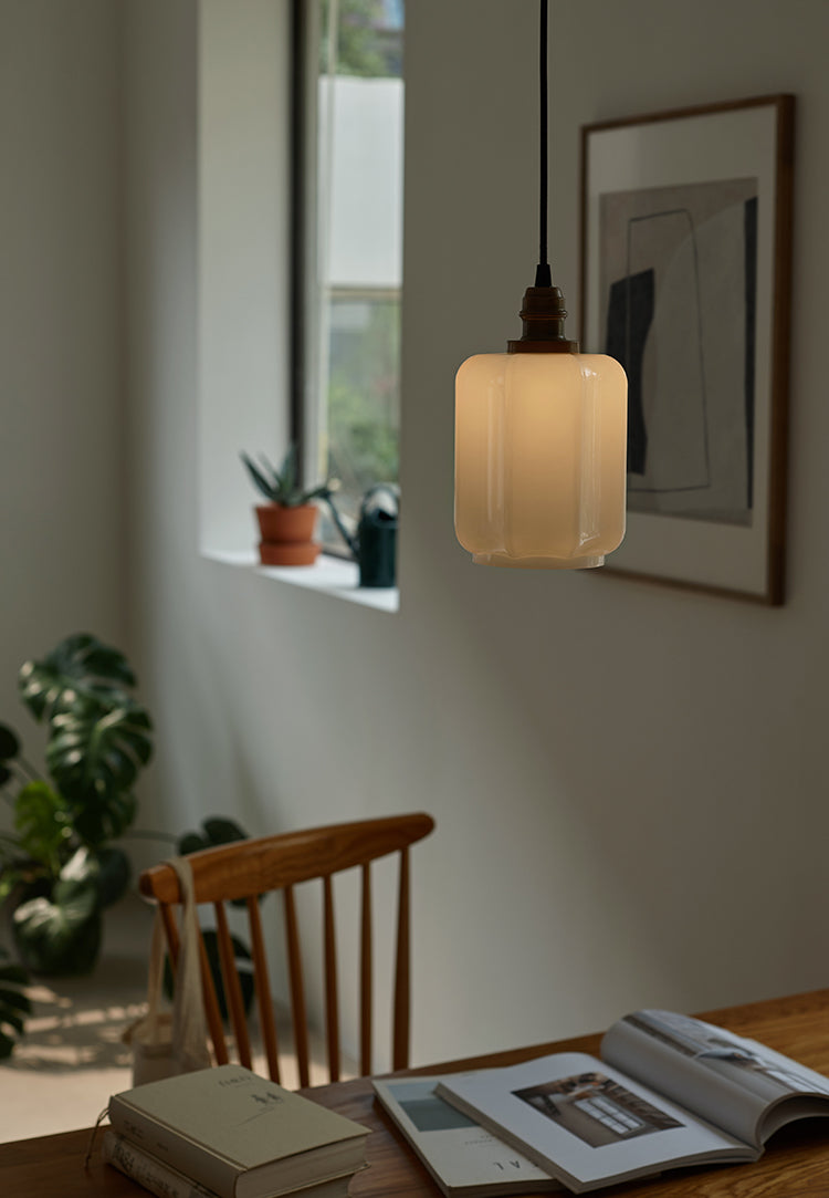 Clarice Art Deco Milk Glass Pendant Light