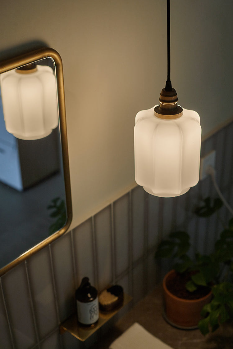 Clarice Art Deco Milk Glass Pendant Light