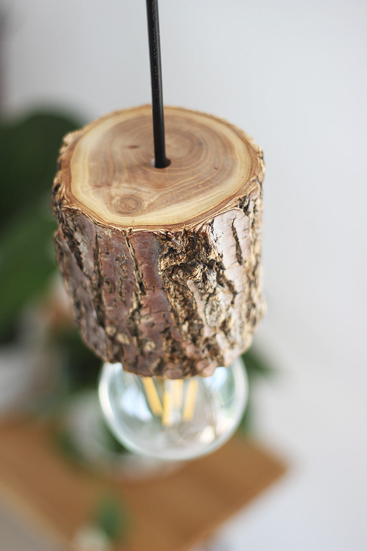 Woodpecker Hand Crafted Wood Pendant Light