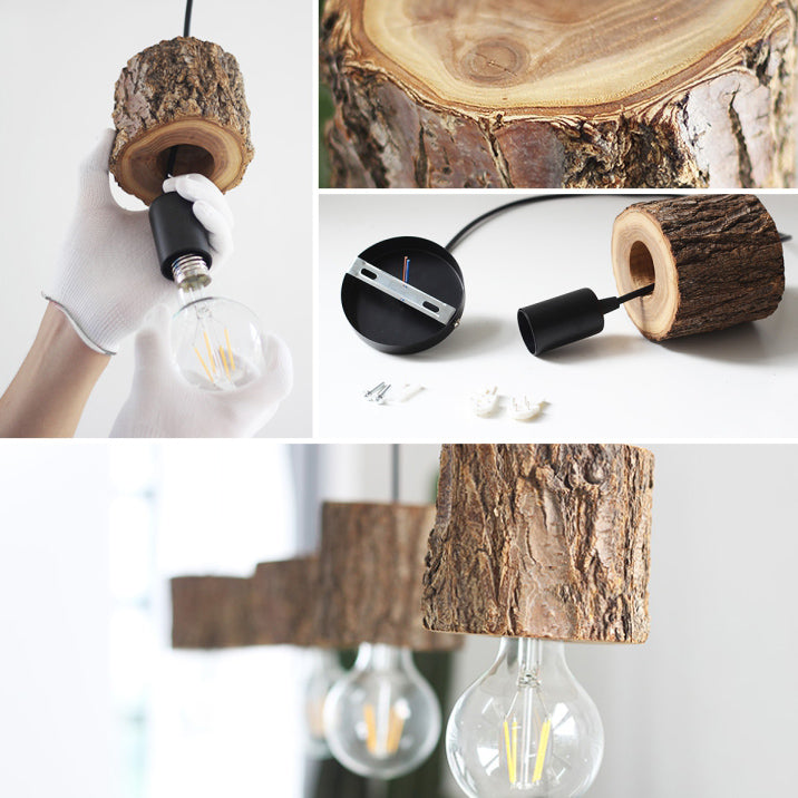 Woodpecker Hand Crafted Wood Pendant Light