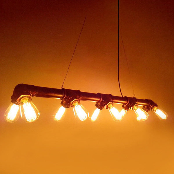Industrial 10 Bulb Water Pipe Kitchen Island Pendant Light