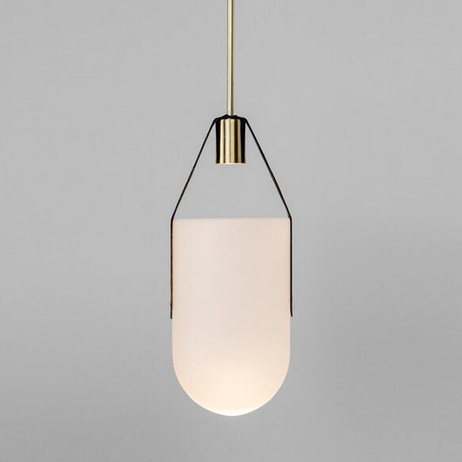 Well Glass and Leather Pendant Lighting